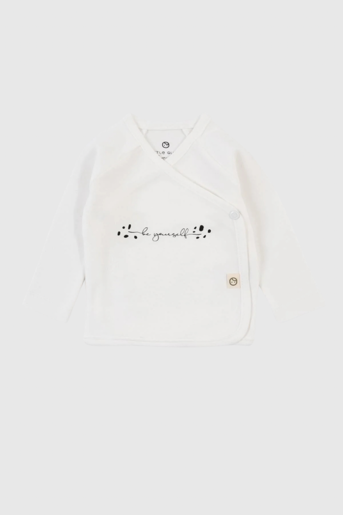 Organic Cotton Jacket Kimono-Style Bodysuit - White | Soft and Gentle Baby Wear