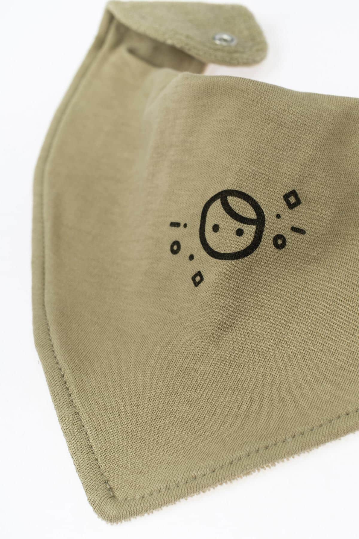 Liquid Proof Organic Cotton Scarf Bib with Gusto Pattern - Khaki | Soft & Stylish