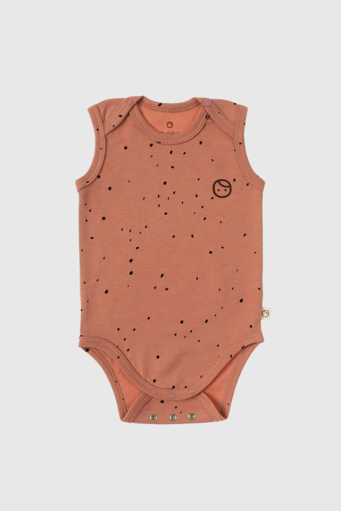 Pink Cosmos Organic Cotton Sleeveless Bodysuit - Soft & Gentle