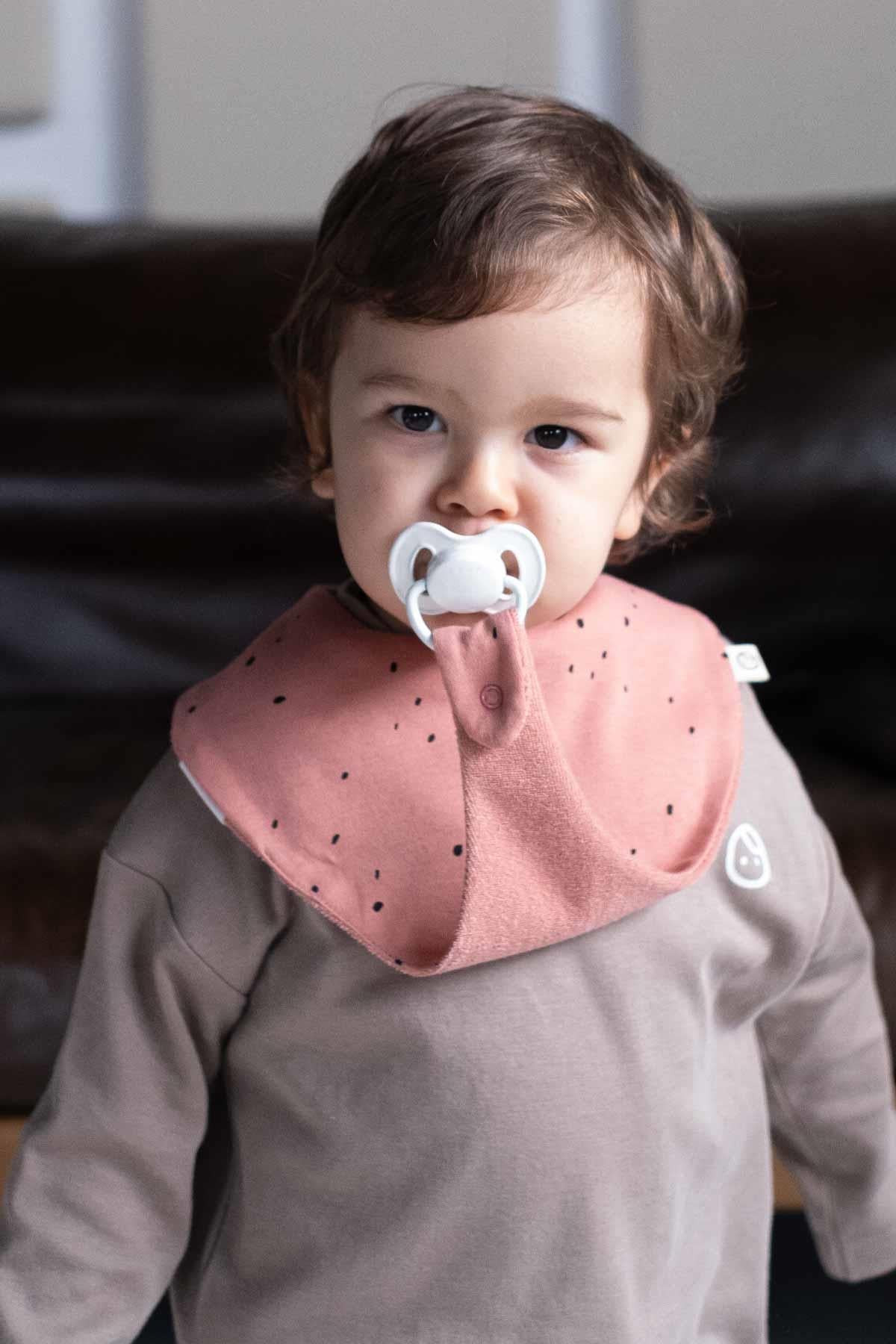 Liquid Proof Organic Cotton Dummy Bib - Cosmos Pink | Soft & Absorbent Baby Bib