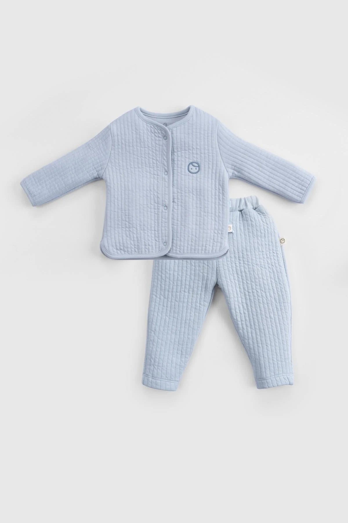 Organic Cotton Quilted Baby Tracksuit Set - Blue
