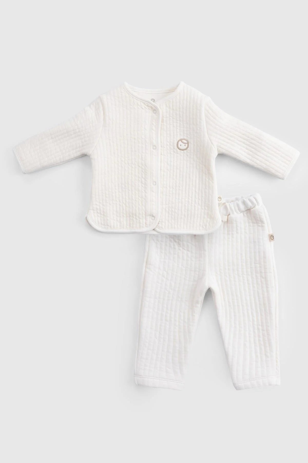 Organic Cotton Quilted Baby Tracksuit Set - White