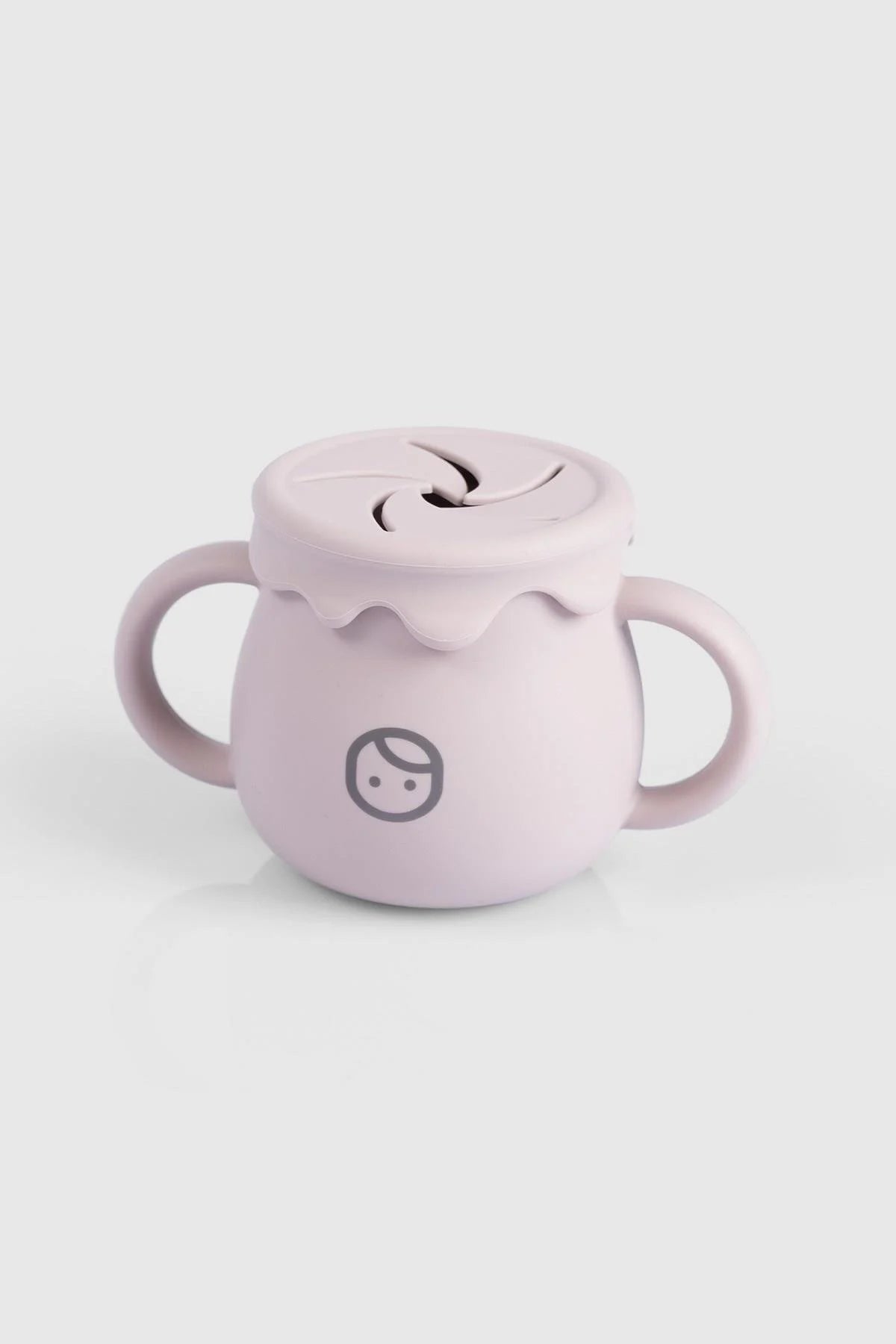 Little Gusto pink silicone straw and snack cup, BPA-free, for baby and toddler feeding, Montessori-inspired.
