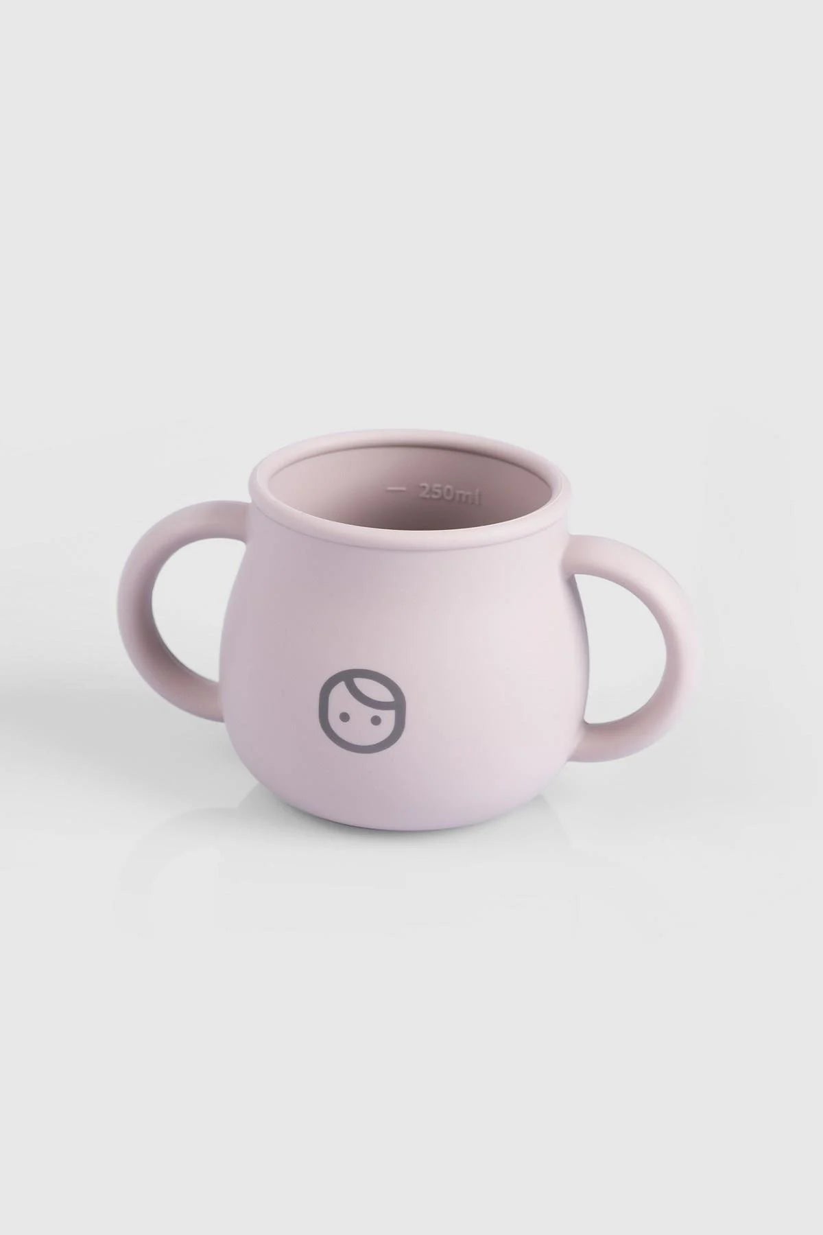 Pink silicone straw and snack cup for babies, BPA-free, perfect for toddler feeding and Montessori principles.