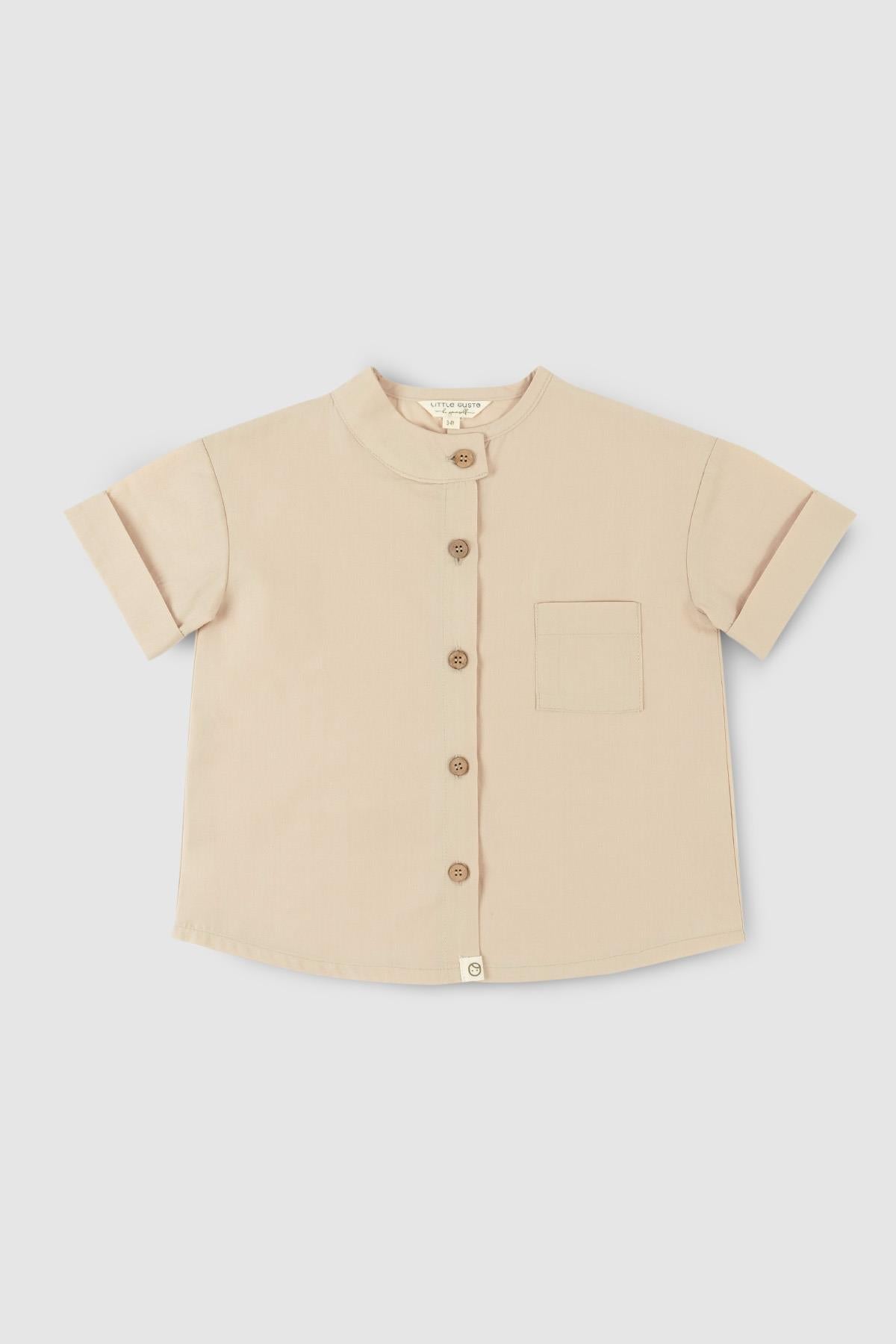 Organic Cotton Short Sleeve Shirt - Beige