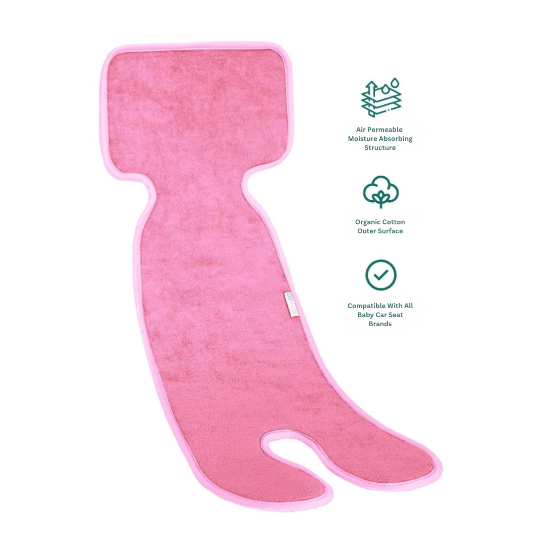 Organic Cotton Dark Pink Baby Car Seat Cushion (0-1 Years)