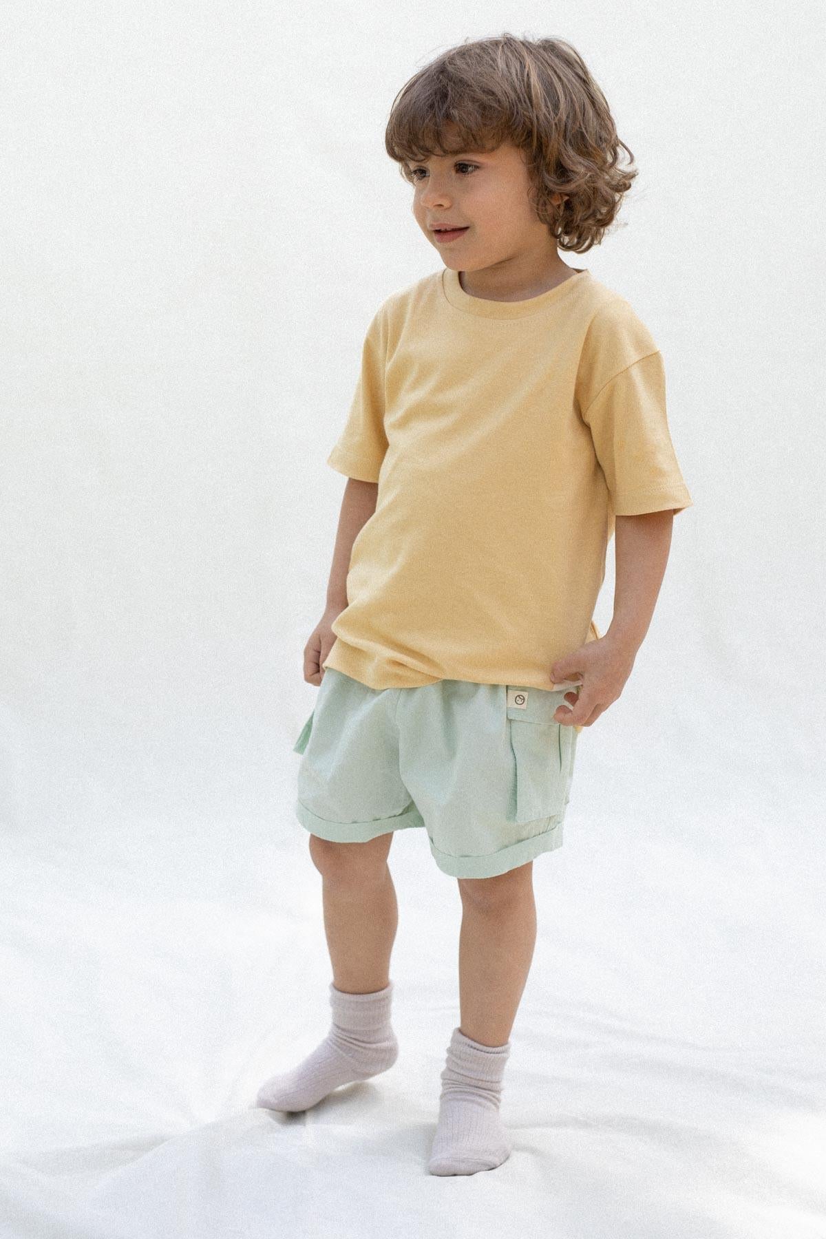 Organic Cotton Cargo Shorts - Green | Soft, Breathable, and Kid-Friendly Design